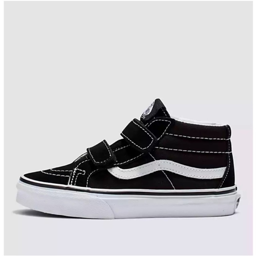 Vans Black and White SK8-Mid Sneakers with Velcro Straps